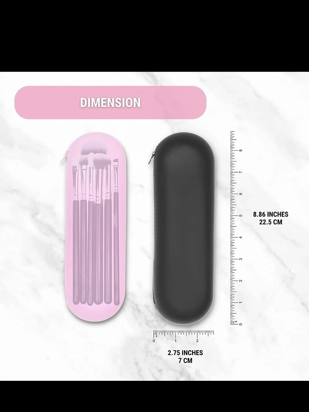 Black Makeup Brush Case - Travel Brush Holder